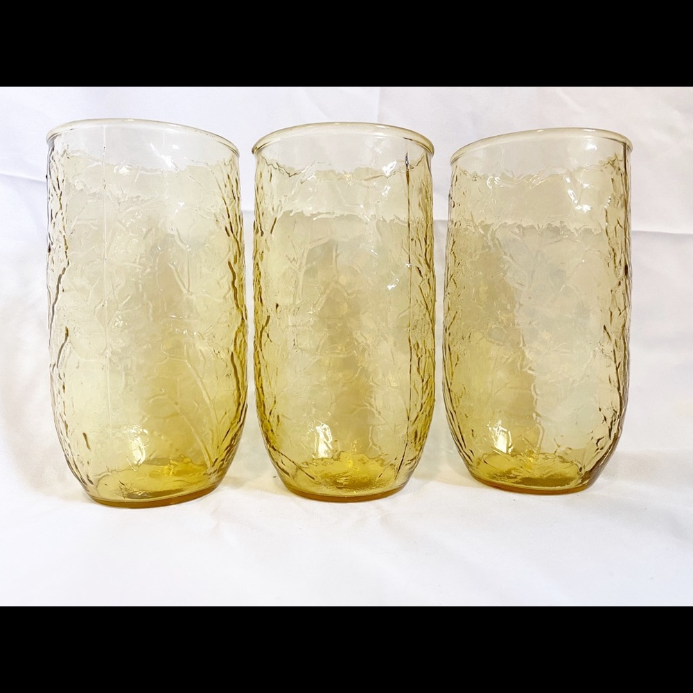Vintage Amber Leaf Sherwood Anchor Hocking Glasses